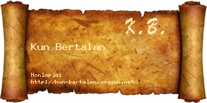 Kun Bertalan névjegykártya